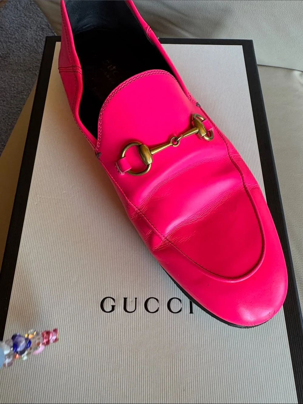 Gucci Women's Hot Pink Leather Horsebit Loafers